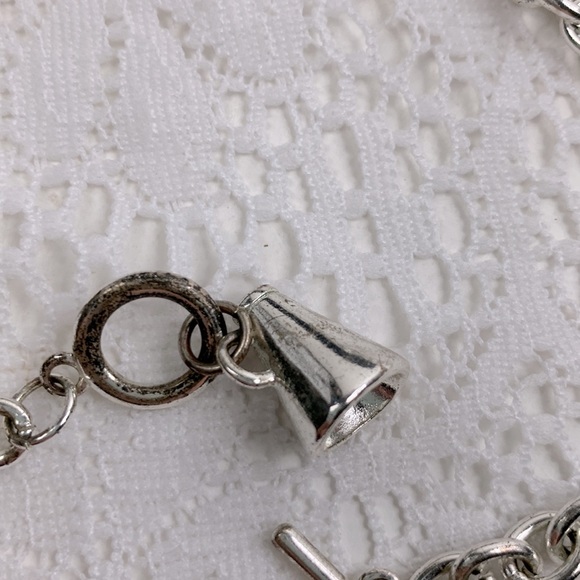 Silver Choker Link necklace Cheerleading Megaphone charm 16” - Picture 7 of 11